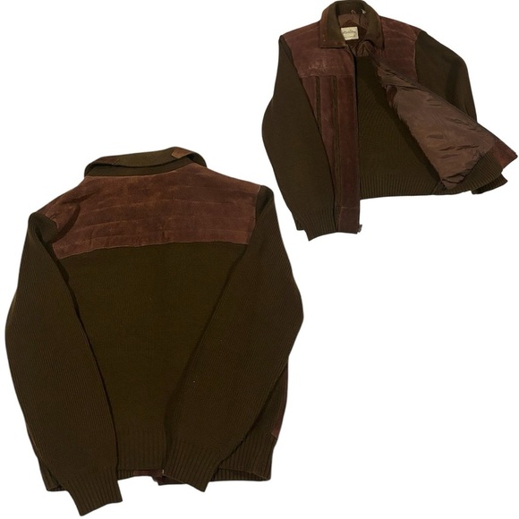 The Men's Store vintage genuine leather sweater coat jacket brown Large … - Picture 5 of 8